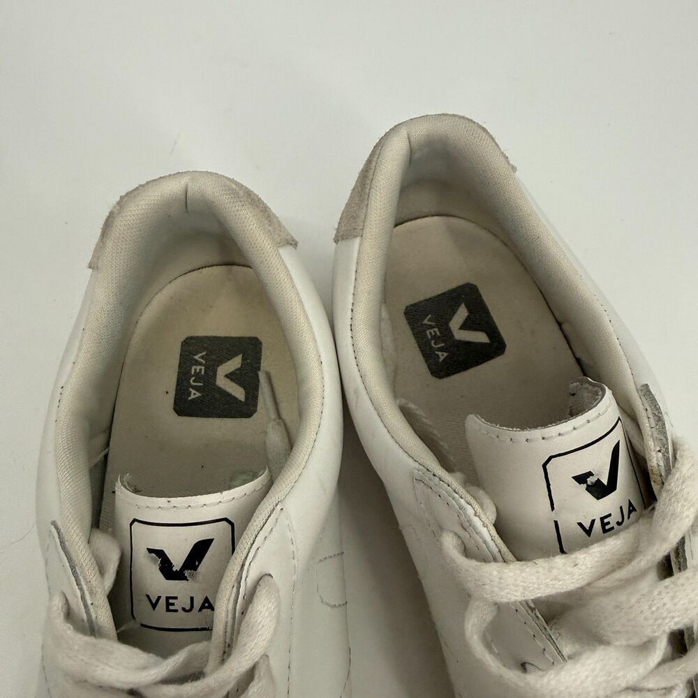 Veja Esplar Leather Suede White Sneakers Casual Preppy Athleisure Women Size 8 - Picture 9 of 12